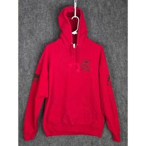 Jerzees Nublend Erwin Training Complex Hoodie Sweatshirt Mens Large Red Military